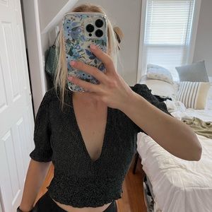 Dotted Abercrombie Puff Sleeve Blouse